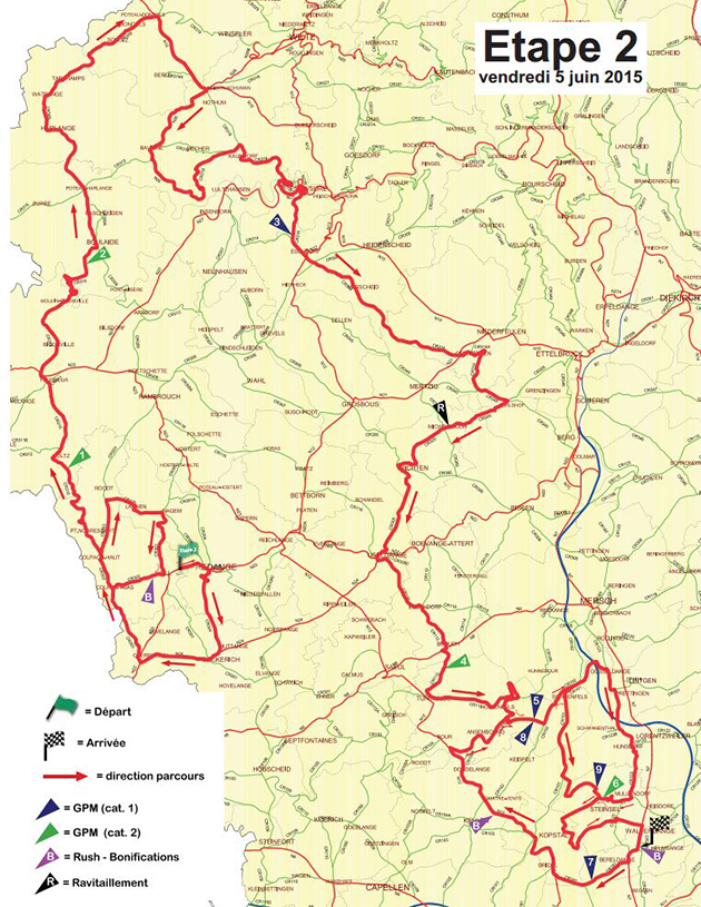 Tour de Luxembourg stage 2 map 